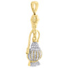 10K Yellow Gold Genuine Diamond Hookah Shisha Pendant 1.85" Mens Charm 0.70 CT.