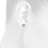 10K White Gold Round Cut Diamond Ladies 8.25mm Heart Stud Pave Earrings 0.30 Ct.