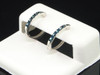Blue Diamond Huggie Earrings Ladies .925 Sterling Silver Round Hoops 1/10 Tcw.
