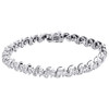 10K White Gold Round Cut Diamond 7mm S-Link Fancy Bracelet Miracle Set 7" | 3 CT