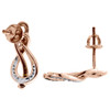 Red Diamond Infinity Dangle Earrings Ladies 10K Rose Gold Round Cut 0.08 Tcw.