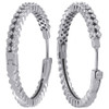 Diamond Hoop Earrings Ladies 10K White Gold 2 Row Round Cut Prong Set 1 Ctw.