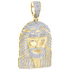 10K Yellow Gold Real Diamond Jesus Face 3D Pendant 1.85" Mens Pave Charm 0.95 CT