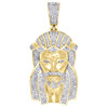 10K Yellow Gold Real Diamond Jesus Face Piece 3D Pendant 1.7" Mens Charm 0.67 CT