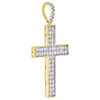 10K Yellow Gold Real Diamond Cross Pendant 1.65" Mens Two Row Pave Charm 1.06 Ct