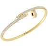 14K Solid Yellow Gold Round Diamond Nail Bangle Size 20cm Unisex Bracelet 2 CT.