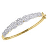 14K Yellow Gold Princess Cut Diamond Bangle Statement 7.5" Soliel Bracelet 3 Ct.