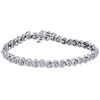 10k White Gold Round Cut Diamond Fashion S-Link Tennis Bracelet 7.25" 0.50 Ct.