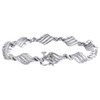 10K White Gold Real Round Diamond Link Bracelet Oval Cluster Curve Design 1/2 CT