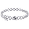 Sterling Silver & Ladies Diamond Dangle Heart Link Bracelet Toggle 7" (0.45 Ct.)