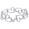 10K White Gold Round Diamond Bracelet 14.50mm Wide Heart Shape Link 7" 1/8 Ct.