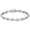 10k White Gold Diamond Link Tennis Bracelet Ladies Pointed Oval Leaf Design 1 Ct