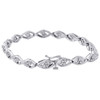 10k White Gold Diamond Link Tennis Bracelet Ladies Pointed Oval Leaf Design 1 Ct