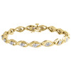 10k Yellow Gold Round Diamond Bracelet Pointed Oval Leaf Design Tennis Link 1 Ct