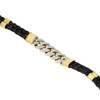 10K Yellow Gold Miami Cuban Link Real Diamond Bracelet 8" Braid Leather 0.80 CT.