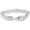 Diamond Statement Bracelet White Gold 8.5" Round Cut Pave Links Bangle 1.65 Ct.