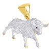 10K Yellow Gold Round Diamond Fighting Taurus Bull Pendant Pave Charm 2.15 Ct.