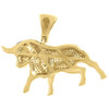 10K Yellow Gold Round Diamond Fighting Taurus Bull Pendant Pave Charm 2.15 Ct.