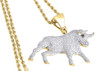 10K Yellow Gold Round Diamond Fighting Taurus Bull Pendant Pave Charm 2.15 Ct.