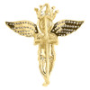 Diamond Angel Pendant Men's 10K Yellow Gold Round Pave Wings Charm 0.46 Tcw.