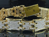 Mens 10K Yellow Gold 3.75 ct. Genuine Diamond Bracelet Bangle Link Pave Kite