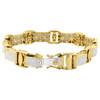 Diamond Statement Link Bracelet 10K Yellow Gold 8.5" Pave Round Cut 1.65 Ct.