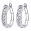 .925 Sterling Silver Diamond Hoops Ladies 2 Row Pave Huggie Earrings .33 Ct.