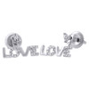 10K White Gold Diamond Stud Love Ladies Dangle Earrings 12.70mm Pave 0.10 Ct.