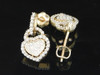 LADIES YELLOW GOLD DIAMOND HEART LOVE DANGLE EARRINGS