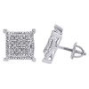 Diamond Square Stud Earrings .925 Sterling Silver Round Kite Design 0.33 Ct.