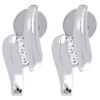 Diamond 3 Stone Earrings Ladies White Gold Round Screw Back Danglers 0.12 Tcw.
