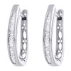 .925 Sterling Silver Baguette Diamond Hoops Ladies Oval Huggie Earrings 0.25 Ct.