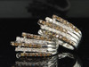 Ladies 925 Sterling Silver White & Champagne Diamond Hoop Earrings Huggie 1/2 Ct