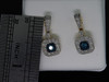 10K LADIES YELLOW GOLD .66 CT BLUE SOLITAIRE WHITE DIAMOND DANGLE EARRINGS HOOPS