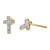 10K Yellow Gold Round Diamond 9.5x6.3mm Mini Cross Stud Earrings 0.10 Ct.