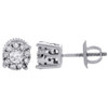 14K White Gold Diamond Solitaire Accent Flower Halo Stud 6.25mm Earrings 3/4 Ct.