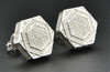 Diamond 3D Hexagon Shape Studs Mens Ladies 10K White Gold Pave Earrings 0.60 Ct.