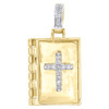 10K Yellow Gold Real Diamond Holy Book Bible Cross Pendant 1.10" Charm 0.18 CT.