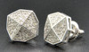 Diamond Studs Octagon Shaped Mens Ladies 10K White Gold Pave Earrings 0.18 Ct.