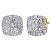 10K Yellow Gold Diamond Double Halo Cluster 4-Prong Stud 8.5mm Earrings 0.40 Ct.