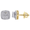 10K Yellow Gold Diamond Double Halo Cluster 4-Prong Stud 8.5mm Earrings 0.40 Ct.