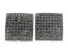 Diamond Studs Mens 10K Black Gold Round Pave Square Shape Earrings 1.64 Tcw.
