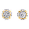 10K Yellow Gold Real Diamond 4 Prong 3D Circle Halo Earring Mens Studs 0.12 CT.