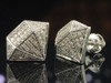 Diamond Shape Earrings Mens 10K White Gold Round Cut Pave Studs 0.25 Tcw.