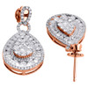 14K Rose Gold Teardrop Diamond Dangle Earrings Ladies Round Cut Drop 3.64 Ctw.