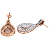 14K Rose Gold Teardrop Diamond Dangle Earrings Ladies Round Cut Drop 3.64 Ctw.