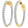 10K Yellow Gold Round Diamond Inside Out Hoop Eternity Earrings In & Out 0.50 Ct