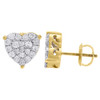 10K Yellow Gold Ladies Real Diamond Heart Studs Cluster 10.55mm Earrings 3/4 Ct.