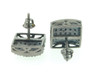 Black Diamond Square Earrings Mens .925 Sterling Silver Round Pave Studs 1/2 Tcw