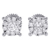 14K White Gold Solitaire Accent 6mm Round Diamond Flower Stud Earrings 1/2 Ct.